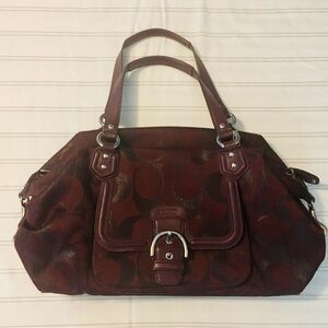 Coach Campbell Signature Metallic Belle Carryall Bag - Bordeaux